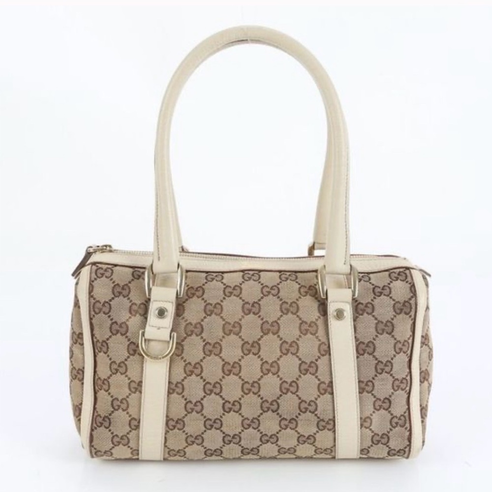 Gucci Beige and Brown Boston Style Monogram Tote Medium - Picture 11 of 11
